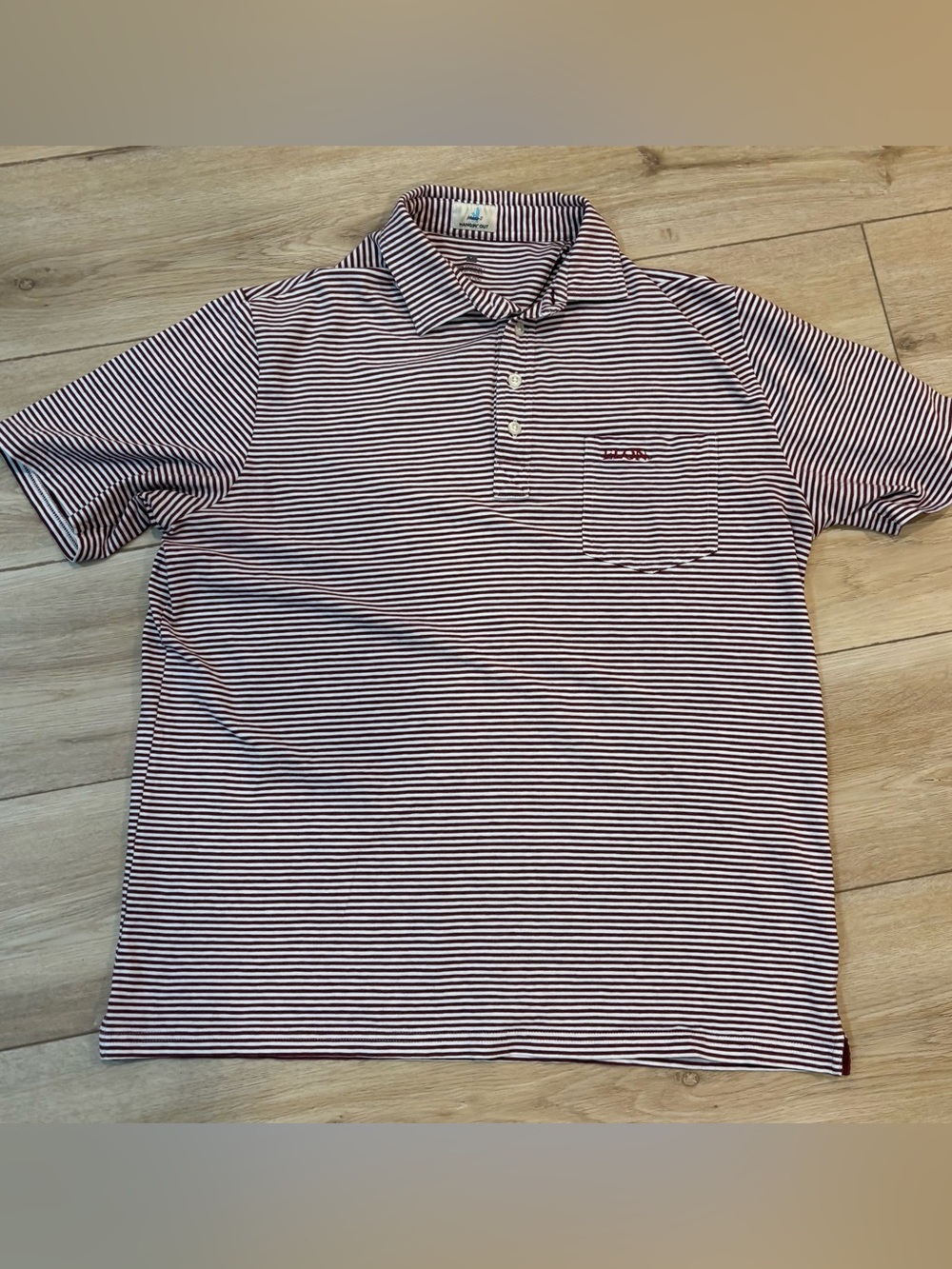 johnnie-O Elon University Polo Shirt Large L Red White Maroon Golf Prep Cotton
